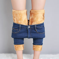 High-looking Smoky Gray High Waist Velvet Padded Jeans