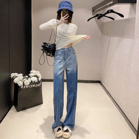Women's Rhinestone Narrow Wide-leg Jeans