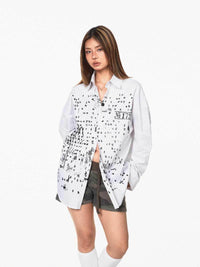 Letter Printed Striped Long-sleeved Shirt Women's Shirt Jacket