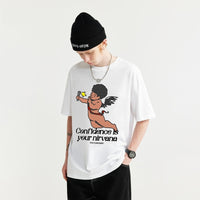 Cotton Angel Printed T-shirt Fashion Brand Short Sleeve Pullover Men's Top