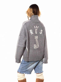 Cardigan Zipper Number 7 Sweater Casual Plush Top