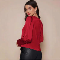 Women's Long Sleeved Satin Shirt