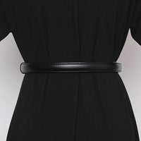 Belt Women's Ornament With Skirt Sweater Coat Black Thin Waist Strap Accessories Cowhide Waist Cover