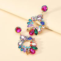 Crystal Wreath Drop Earrings Sparkly Rhinestone Statement Jewelry For Women Wedding Party Prom Festival Daily Wear