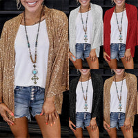 Women's Sequins Plus Size Baggy Coat
