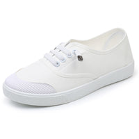 Womens Versatile White Canvas Shoes Student-friendly Flat-soled Sneakers