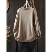 Women's Cotton Knitted Cardigan With Color Buckle Fashion Loose