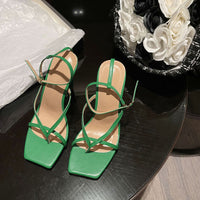 Women's Plus Size High Heel Buckle Faux Leather Fashion Sandals