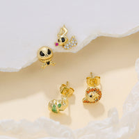 Halloween Plated 18K Real Gold Cartoon Pumpkin Earings Set