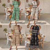 Women's Contrast-Colored Ethnic-Style Printed Set