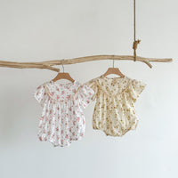 Baby Little Fresh Floral Princess Flying Sleeve Triangle Climbing Suit