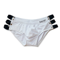 Men's Swimming Trunks Low Waist Solid Color Black And White Boxer Hollow