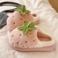 Cute Strawberry Cotton Slippers Female Winter Interior Home