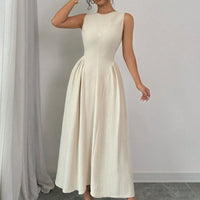 European And American-style Sleeveless Figure-flattering Waist-cinching Dress