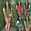 Buttoned Bodysuit Form-fitting Waist-cinching Jumpsuit
