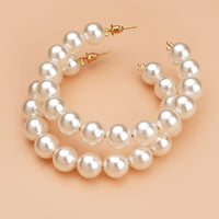 2026 New Fashion Large Hoop Pearl Earrings For Women, European American Style Versatile Exaggerated Statement Earrings