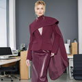 Retro Style Deep V Waist Slimming Patchwork Shawl Suit Jacket