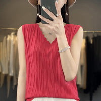 Women's V-neck Ice Silk Camisole Sleeveless Top