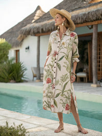 Casual Striped Chic Fashionable Retro V-Neck Elegant Womens Dress