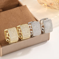 Zircon High-end Square Stud Earrings Fully With Diamonds