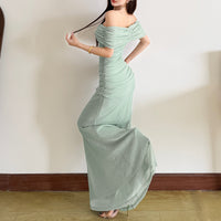 Strapless Slim Fit Crop Top Cutout Off Shoulder Dress Womens Style