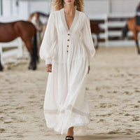 Long-sleeve Elegant White Dress