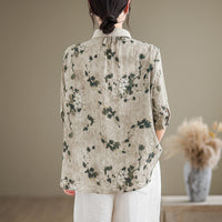 Women's Short-sleeved Shirt Cotton And Linen Style Top