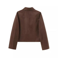 Retro Old Money Style Suede Short Jacket Women