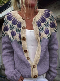 Cardigan Color-blocked Loose-fitting Fashionable Knitwear