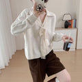 Lapel Knitwear Lace Lace-up Women's Sweater