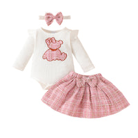 Baby Sunken Stripe Long Sleeve Skirt Suit