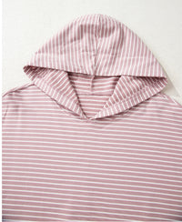 Striped Thumb Hole Side Seam Off-shoulder Loose Hoodie