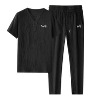 Men's Slim Fit Casual Ice Silk Set