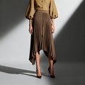 Arrival Fashionable Pleated Design Solid Color High-Waist Midi Skirt