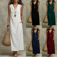 Loose Stylish And Elegant V-Neck Sleeveless Dress