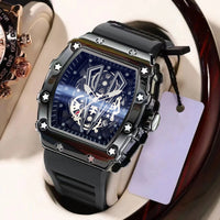 Mens Casual Sport Hollow Barrel-Shaped Quartz Watch