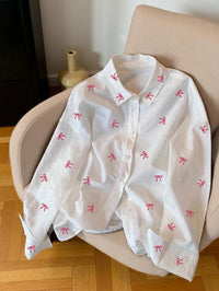 Bow-Print Casual Shirt For Women SpringSummer