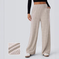 New Loose Rib-Knit High-Waist Pocket Wide-Leg Casual Pants