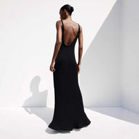 Long Sleeveless Ruffled Knit Dress