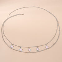 Simple Chic Chanel-style Five-pointed Star Cherry Blossom Double-layer Necklace