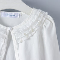 Girls Cotton Shirt With Cotton Lace