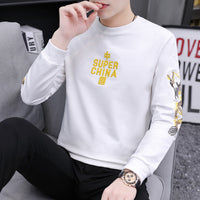 Round Neck Sweater Chinese Style Men's Crane Embroidery Bottoming Shirt