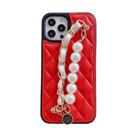 Small Fragrance Pearl Bracelet Phone Case Leather Full Cover