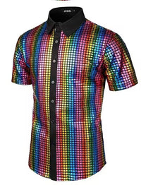 Sequined Button-down Shirt 70 S Disco Party Cosplay Clothing