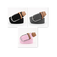 Women's Canvas Belt Student Pants Casual Stretch Braided Needle Buckle