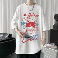 White Half Sleeve Cute Cat T-shirt Top