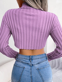 Women Sexy Half Turtleneck Asymmetric Long Sleeve Knit Top