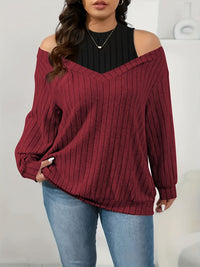 New Loose Ribbed Brushed Long-sleeve T-shirt