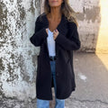Women's Twist Knit Stitching Lapel Large Coat
