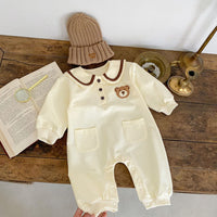 Baby Bear Pocket Romper Turn-down Collar Coat